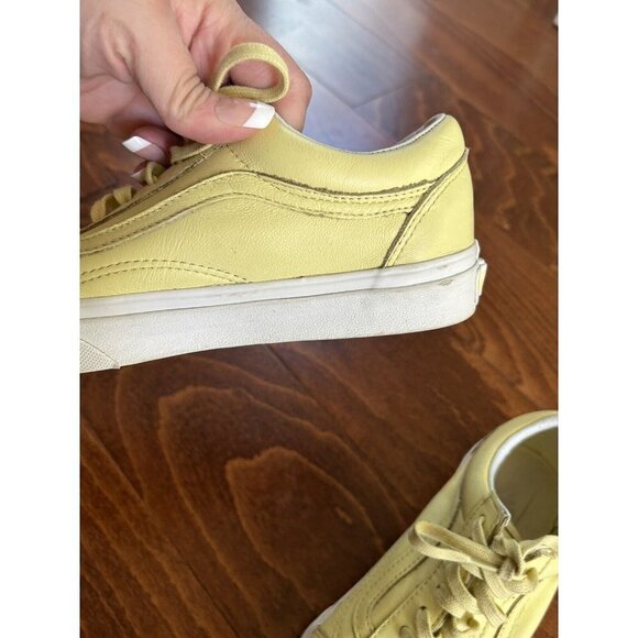 Vans Unisex Mens 5.5 Womens 7 Lace Up Pale Yellow Low Top Sneakers Leather - Picture 5 of 9